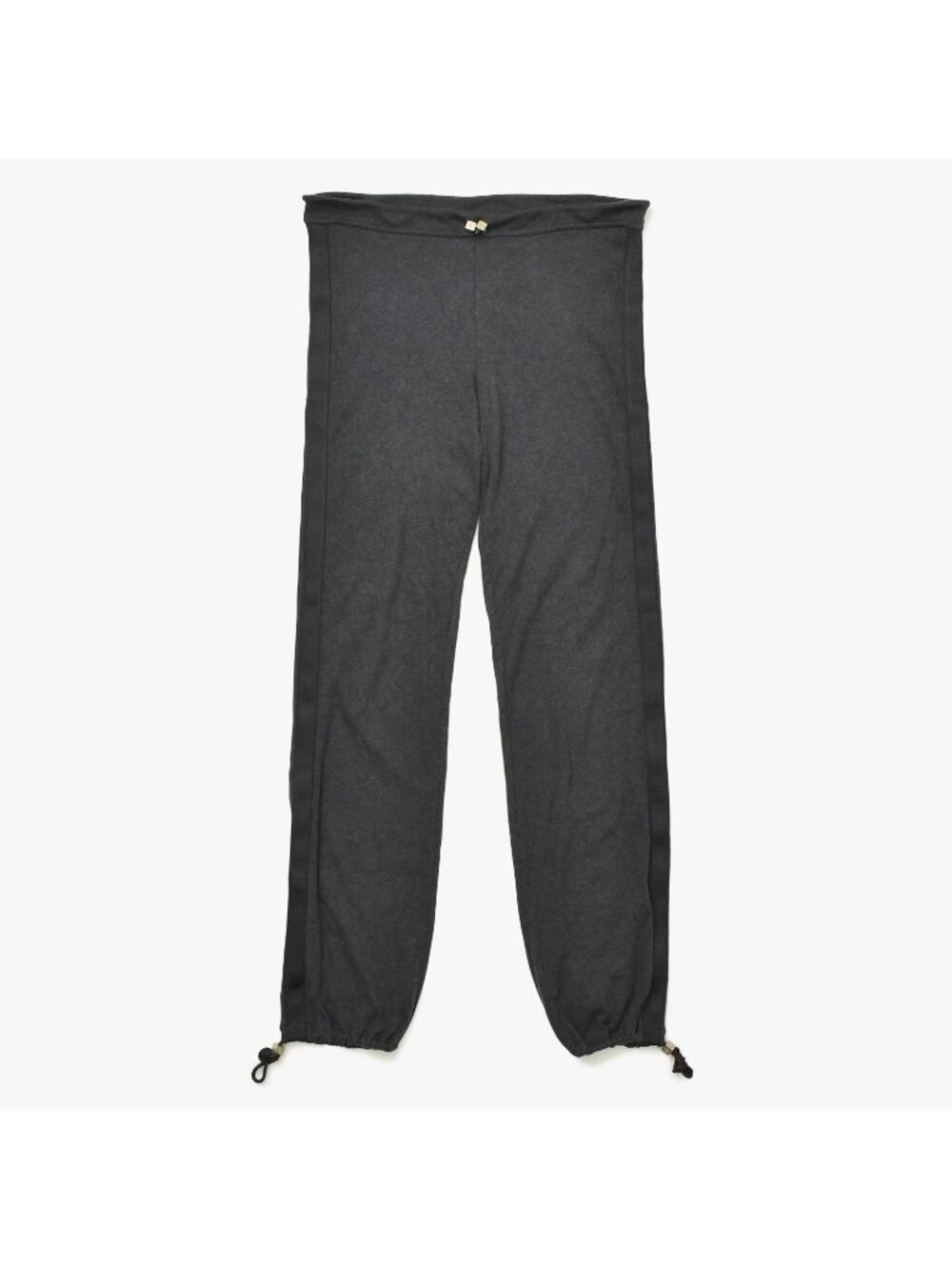 Chanel Pants Sweatpants Sports Line Side Cotton Gray Black Silver